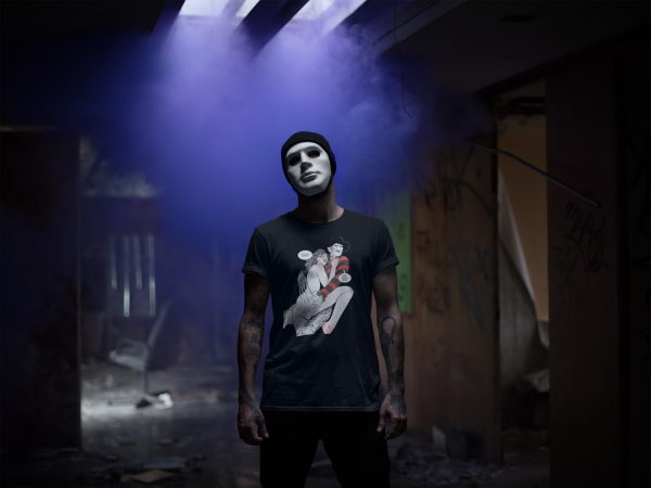halloween-round-neck-tee-mockup-of-a-man-with-a-mask-in-a-dark-room-22950