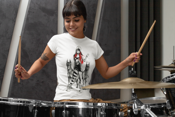 t-shirt-mockup-featuring-a-female-drummer-33342 t-shirt-mockup-featuring-a-female-drummer-33342